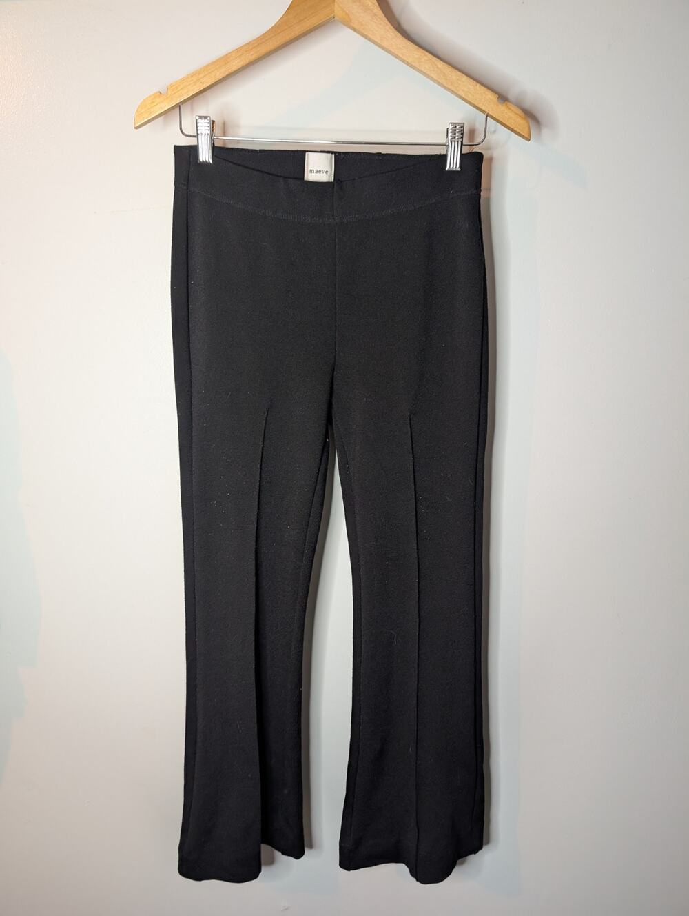 Anthropologie Maeve Black Flare Leg Dress Pants Tailored Seam Detail XS